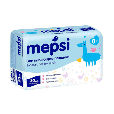 Пеленки детские впитывающие 40х60 Mepsi 0444 1